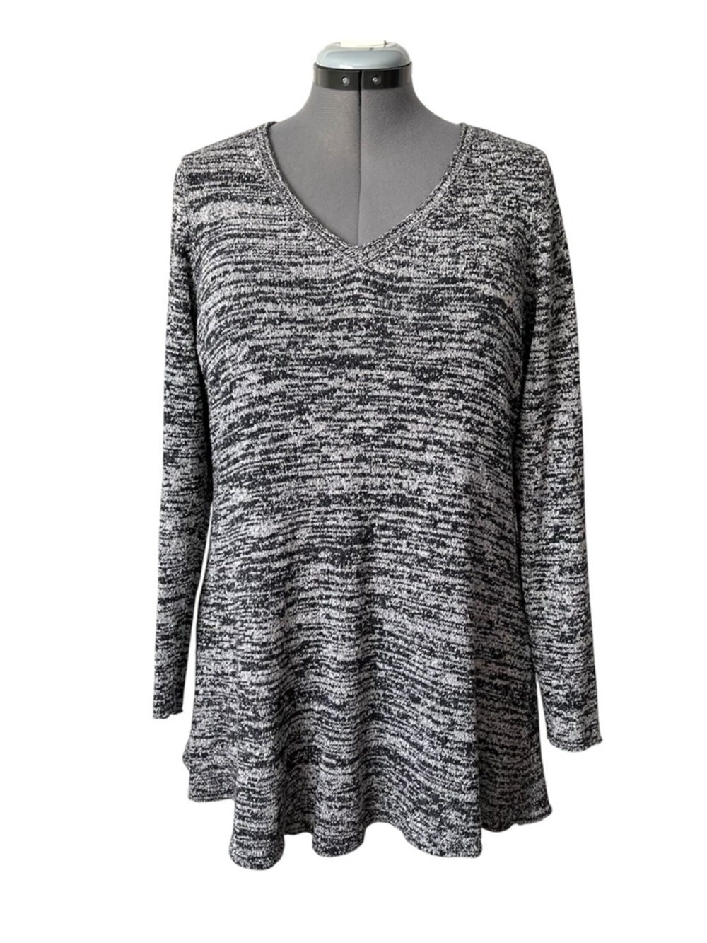 Eileen Fisher silk Heathered knit V-neck tunic top XL